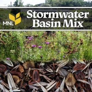 Stormwater basin native seed mix with wetland plants for Midwest water management areas
